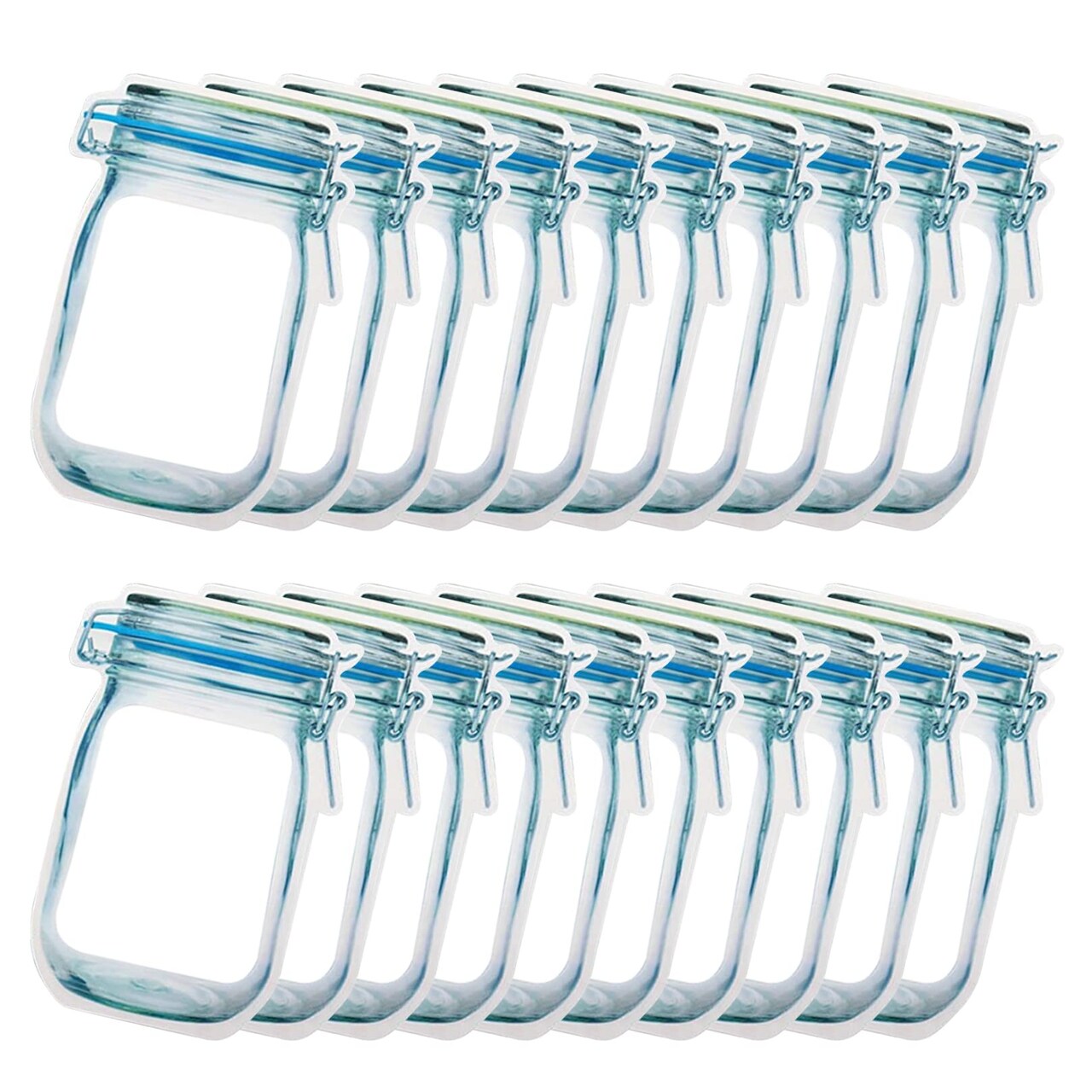 20 Pack Mason Jar Zipper Bags, Reusable Snack Food Storage Bags for Kitchen Sandwich Picnic Organizer